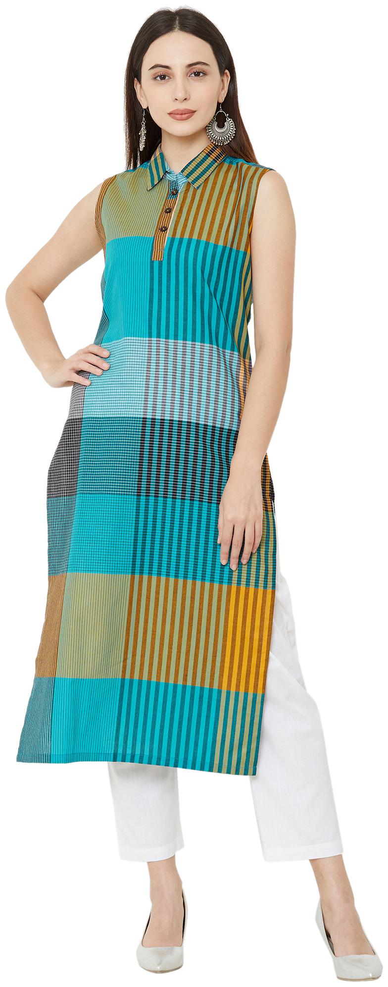 

OS Women Multi Striped Straight Kurta