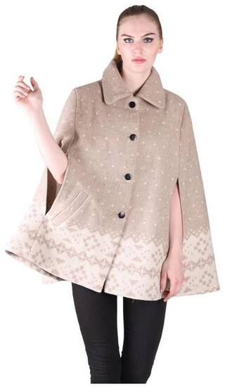 Owncraft Beige Jacquard Wool Cape