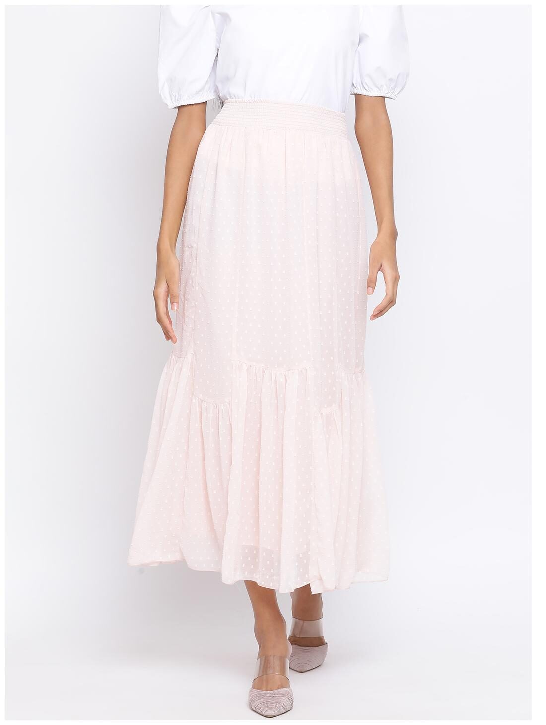 

Oxolloxo Embroidered A-line skirt Maxi Skirt - Pink