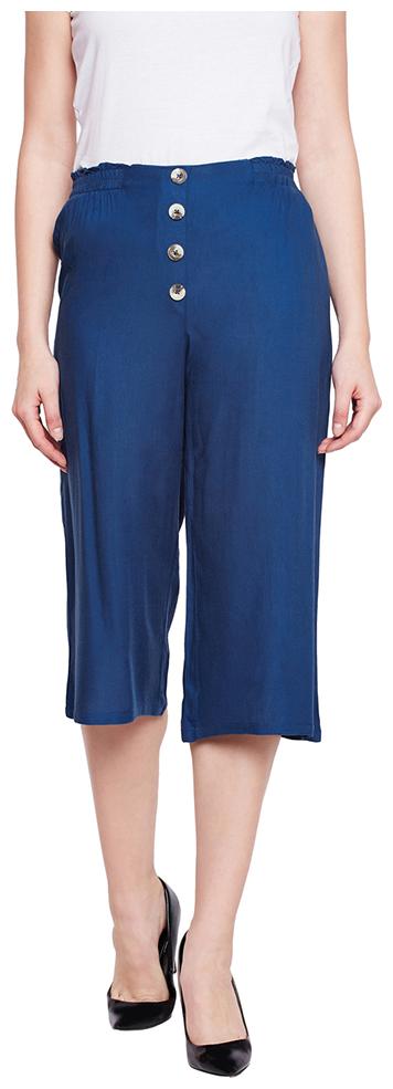 

OXOLLOXO Women Solid Regular capri - Blue
