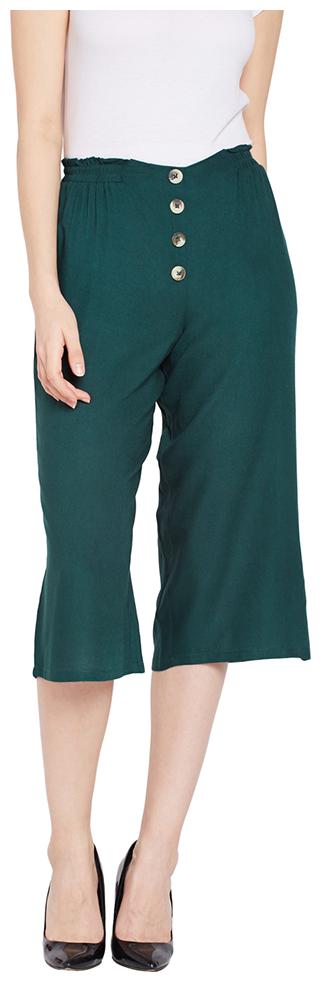 

OXOLLOXO Women Solid Regular capri - Green