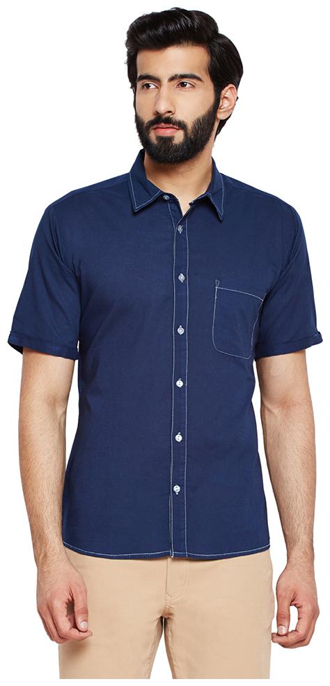 

OXOLLOXO Men Blue Solid Regular Fit Casual Shirt