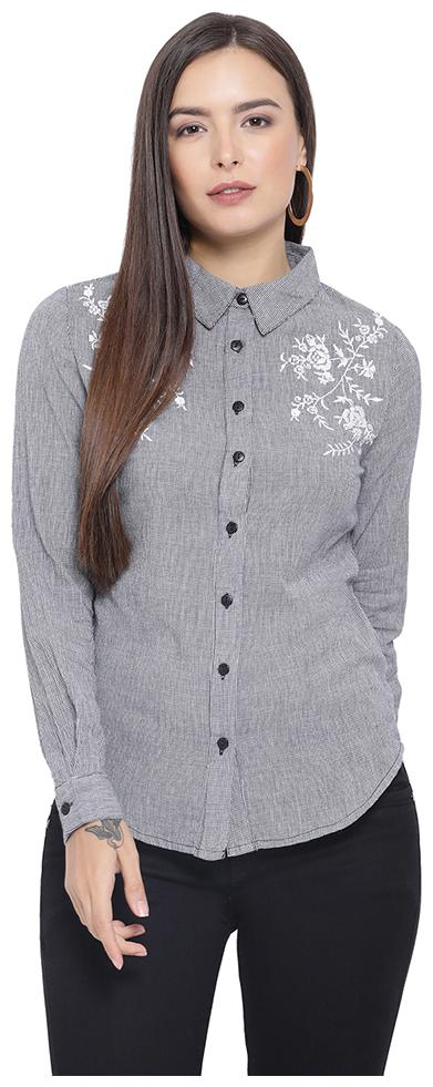 

Oxolloxo Women Grey Solid Regular Fit Shirt