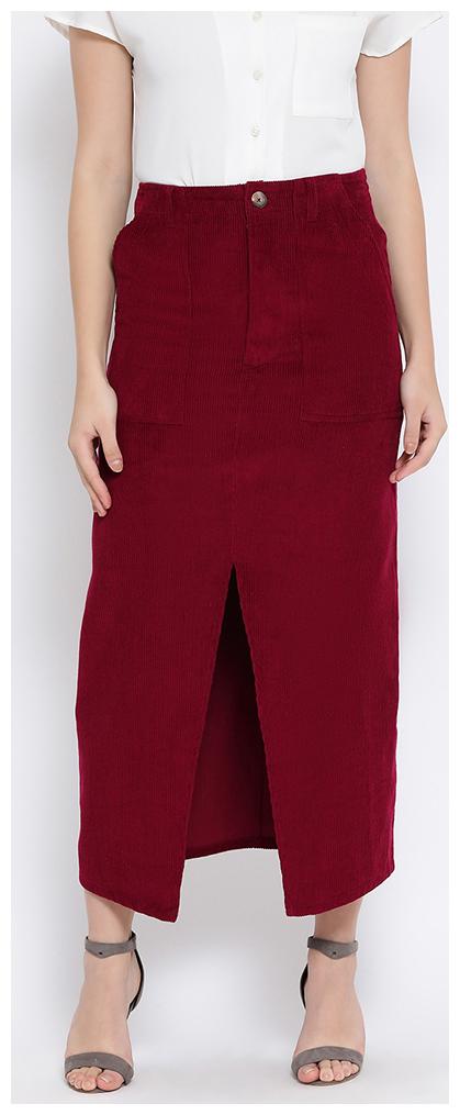 

OXOLLOXO Striped A-line skirt Maxi Skirt - Maroon