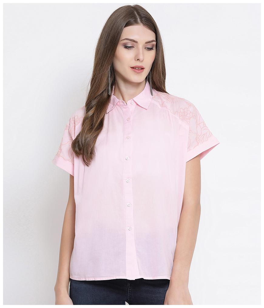 

Oxolloxo Women Pink Solid Regular Fit Shirt