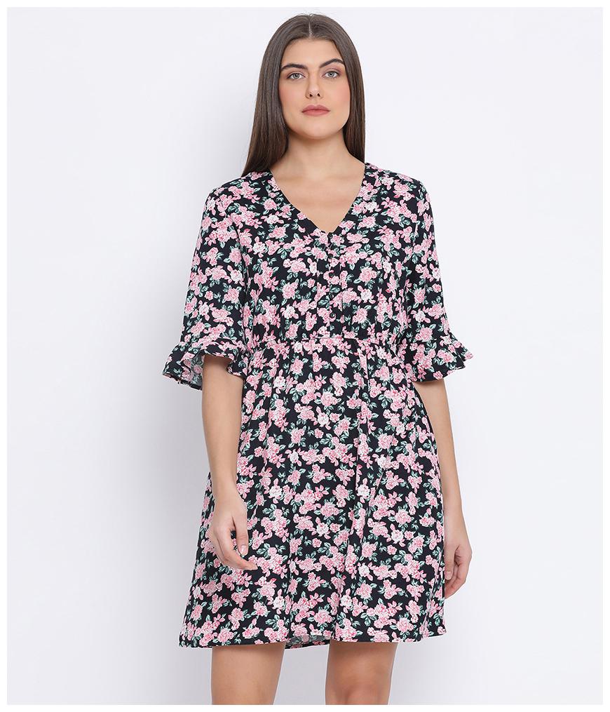

Oxolloxo Cotton Multi Floral A Line Dress For Women