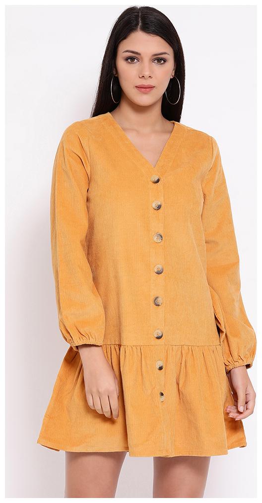 

OXOLLOXO Yellow Solid A-line dress