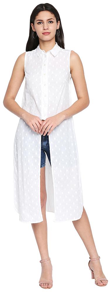 

OXOLLOXO Women Cream Solid Regular Fit Shirt