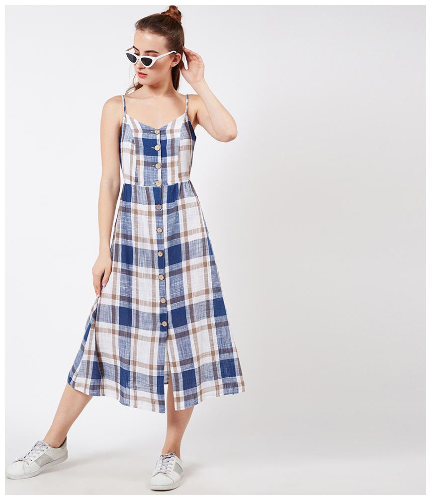 

OXOLLOXO Multi Checked A-line dress