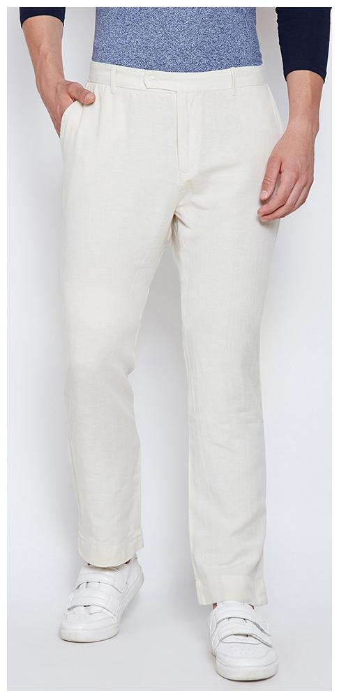 

OXOLLOXO Men White Solid Regular fit Regular trousers
