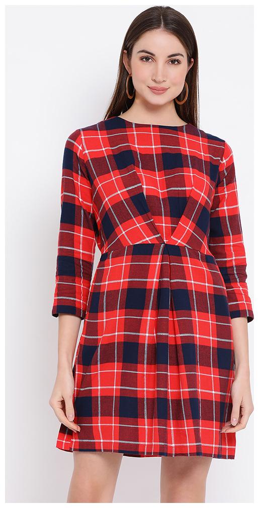 

OXOLLOXO Red Checked A-line dress