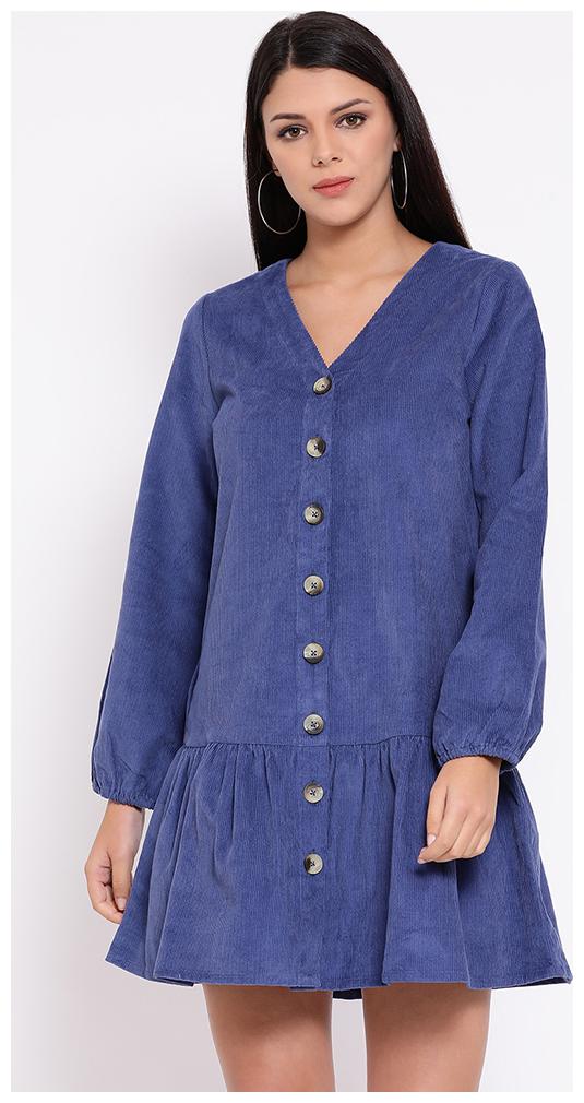 

OXOLLOXO Blue Solid A-line dress