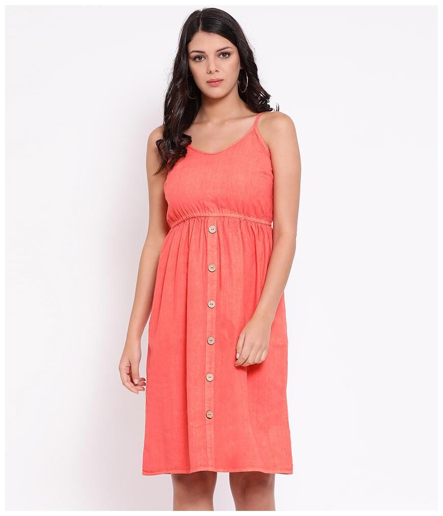 

Oxolloxo Orange Solid A-line dress
