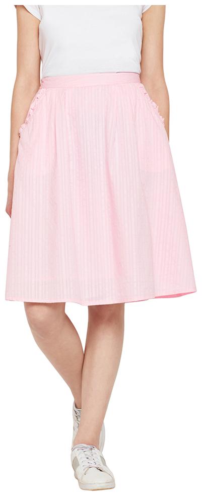 

OXOLLOXO Solid A-line skirt Midi Skirt - Pink