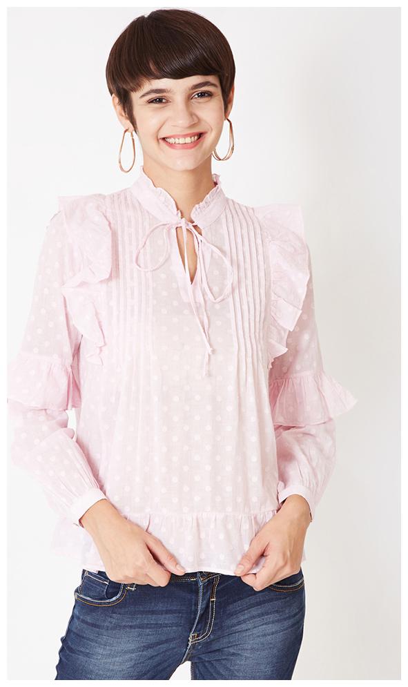 

OXOLLOXO Women Solid A-line top - Pink
