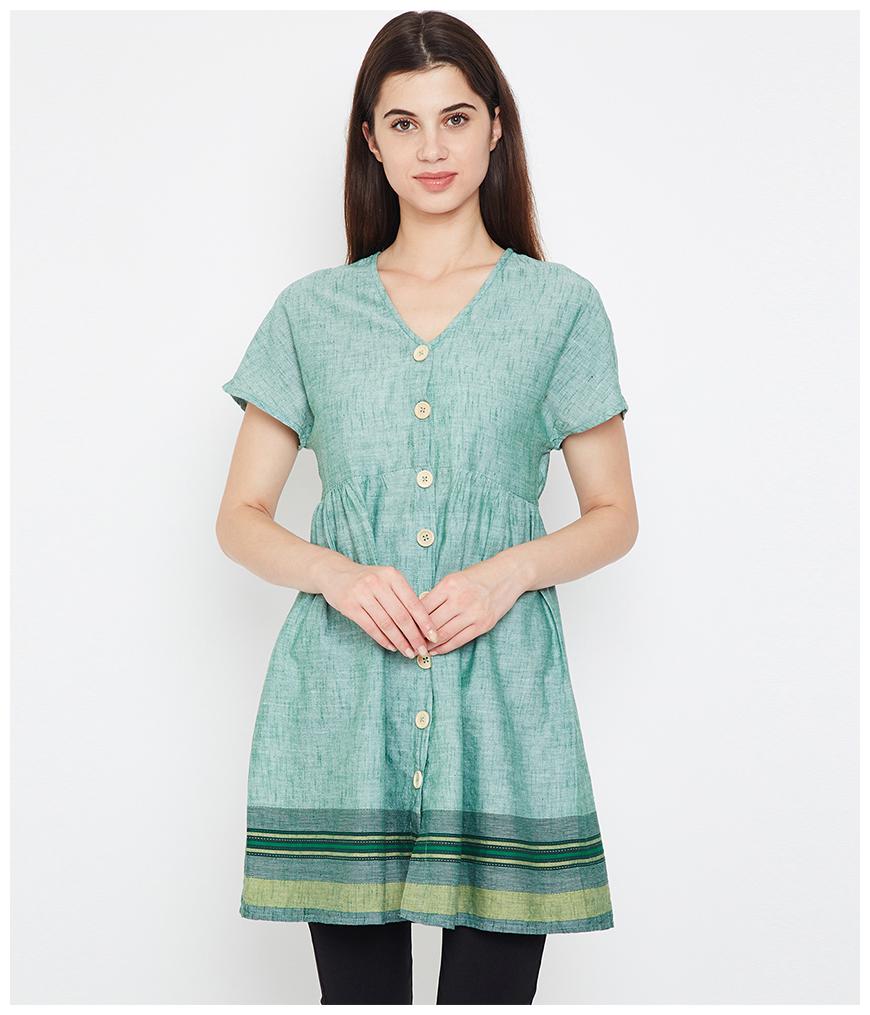 

Oxolloxo Cotton Printed Green Color Tunic For Women