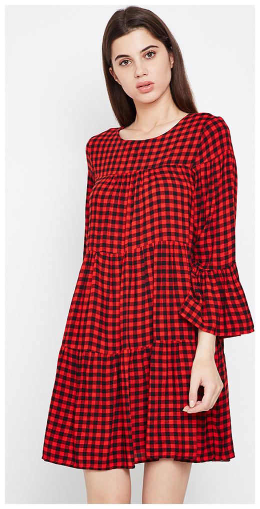 

OXOLLOXO Red Checked A-line dress