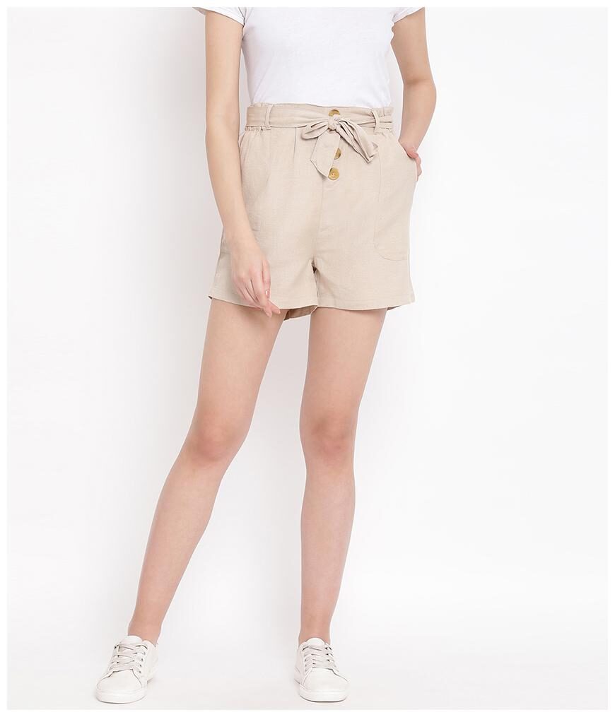 

Oxolloxo Women Solid Regular shorts - Beige