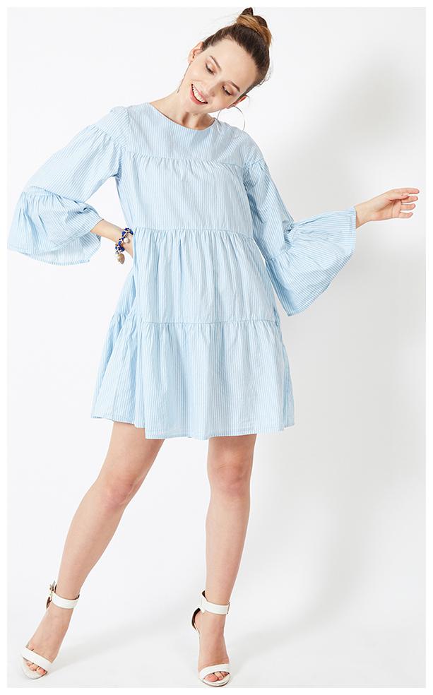 

OXOLLOXO Blue Striped A-line dress