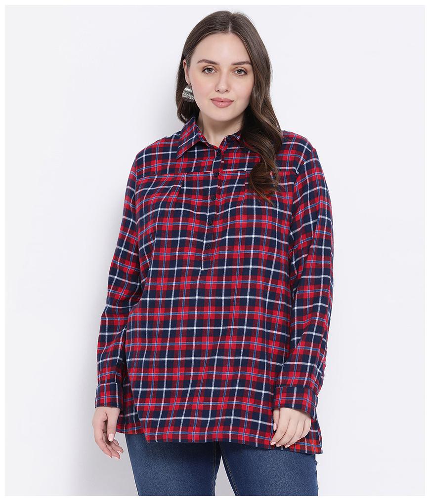 

Oxolloxo Women Checked A-line top - Maroon