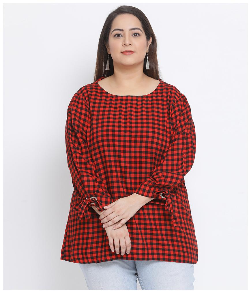 

Oxolloxo Women Checked Regular top - Maroon