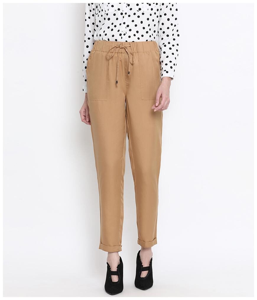 

Oxolloxo Cotton Beige Solid Regular For Women