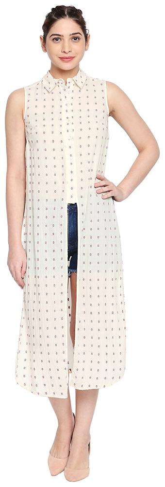

OXOLLOXO Women Cream Solid Regular Fit Shirt