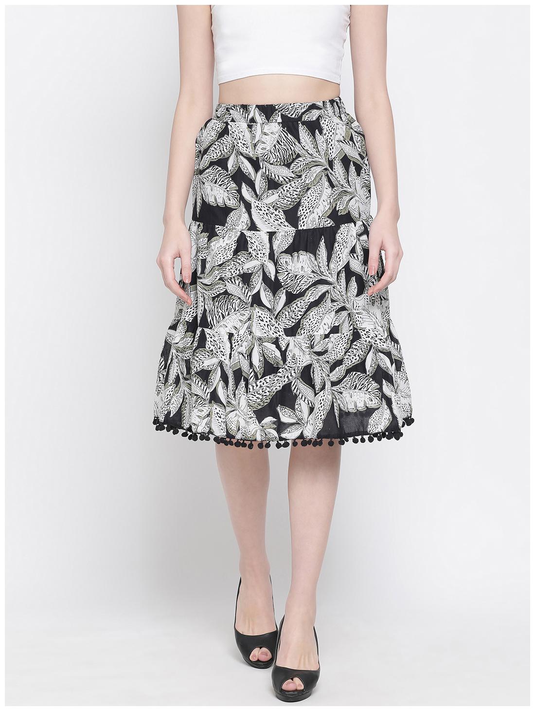 

Oxolloxo Printed A-line skirt Midi Skirt - Black