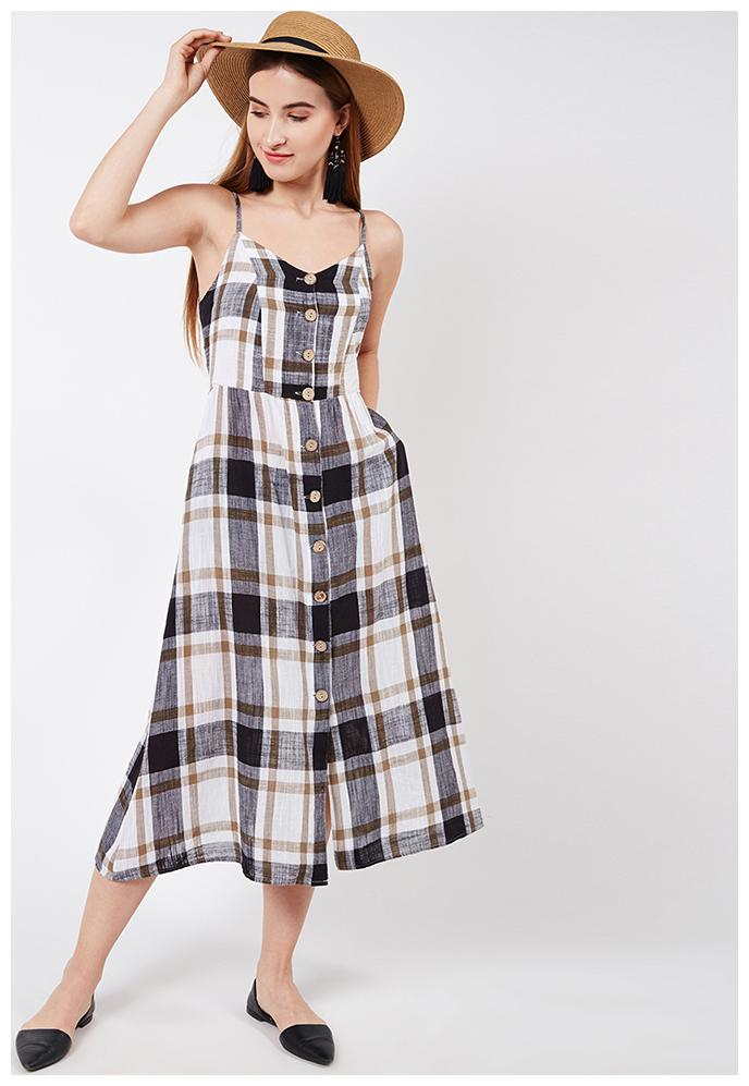 

OXOLLOXO Multi Checked A-line dress