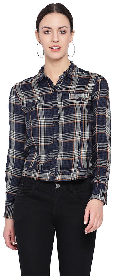 

Oxolloxo Women Blue Printed Regular Fit Shirt