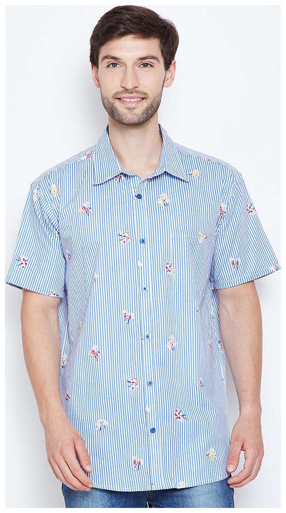 

OXOLLOXO Men Blue White Vertical Stripes Regular Fit Casual Shirt