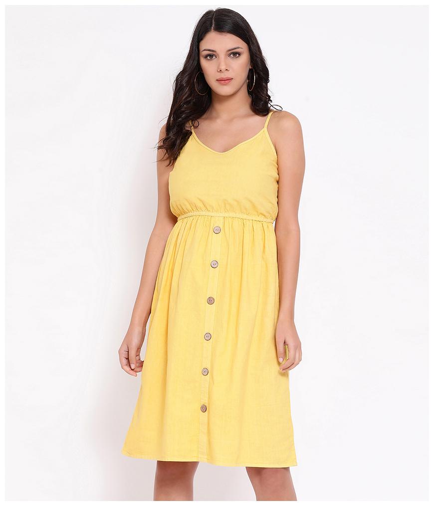 

Oxolloxo Yellow Solid A-line dress