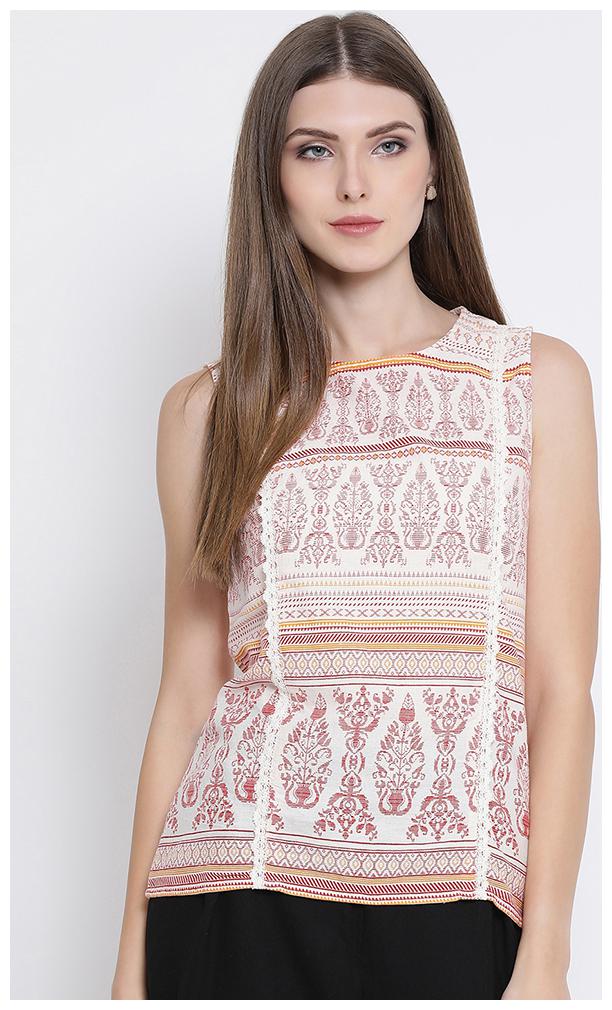 

OXOLLOXO Women Printed Regular top - White