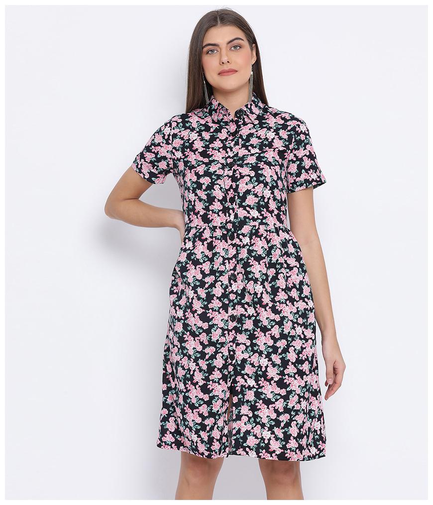 

Oxolloxo Cotton Multi Floral A Line Dress For Women