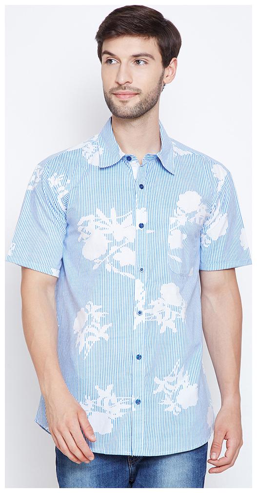 

OXOLLOXO Men Blue White Printed Regular Fit Casual Shirt