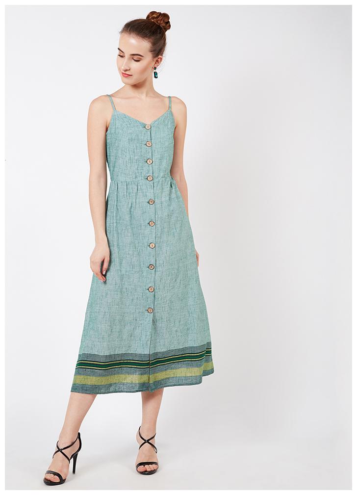 

OXOLLOXO Green Printed A-line dress