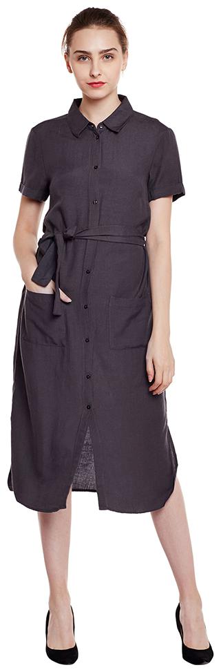 

OXOLLOXO Brown Solid A-line dress