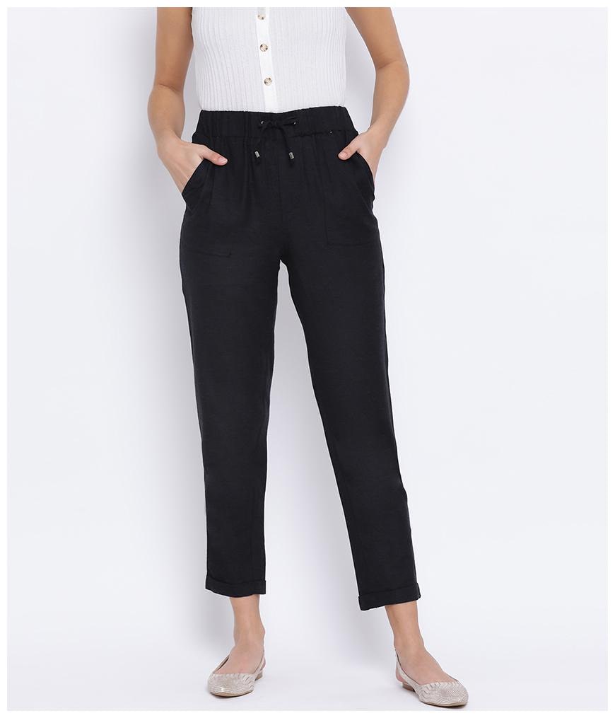 

Oxolloxo Cotton Black Solid Regular For Women