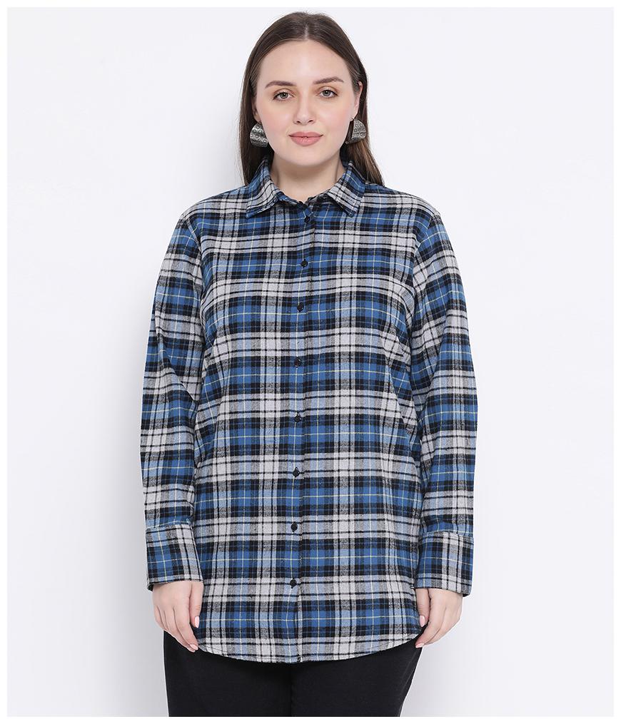 

Oxolloxo Women Blue Checked Regular Fit Shirt