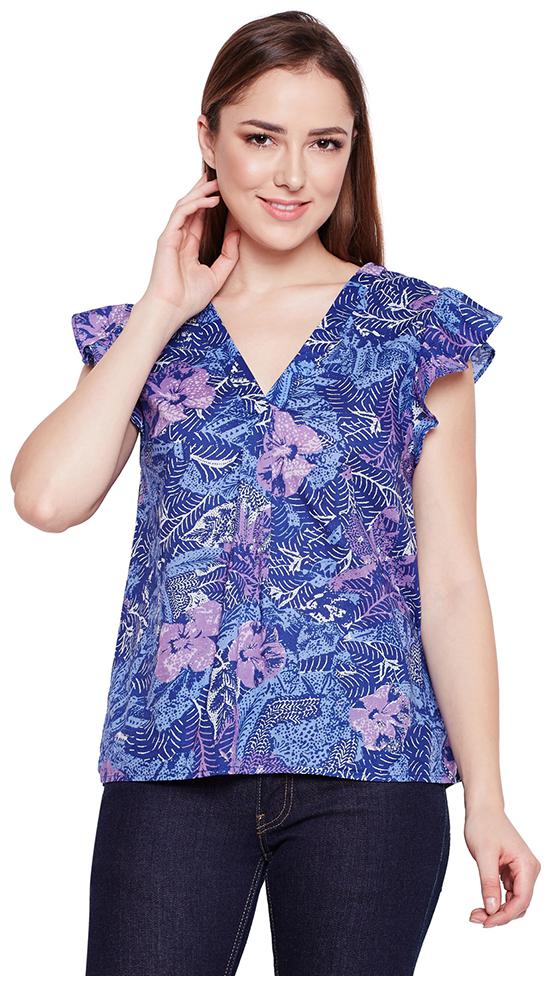

OXOLLOXO Women Printed A-line top - Blue