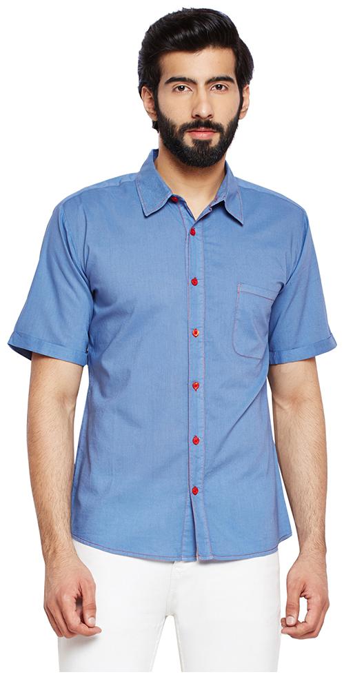 

OXOLLOXO Men Blue Solid Regular Fit Casual Shirt