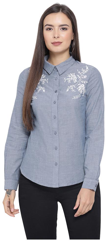

Oxolloxo Women Blue Solid Regular Fit Shirt