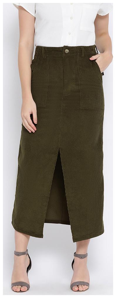 

OXOLLOXO Striped A-line skirt Maxi Skirt - Green