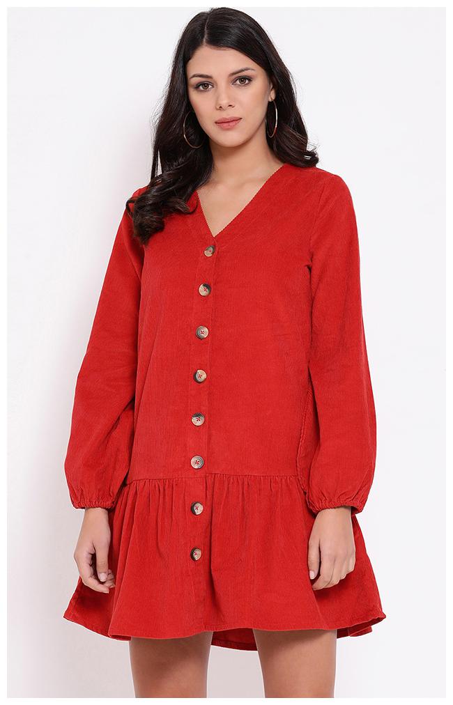 

OXOLLOXO Orange Solid A-line dress