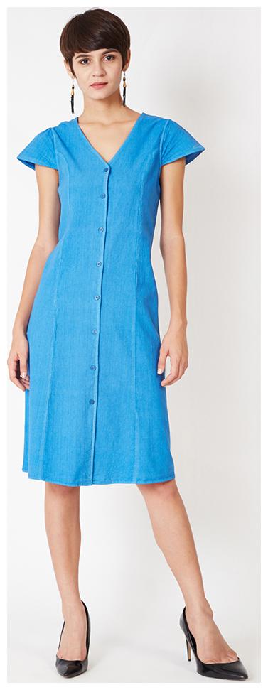 

OXOLLOXO Blue Solid A-line dress
