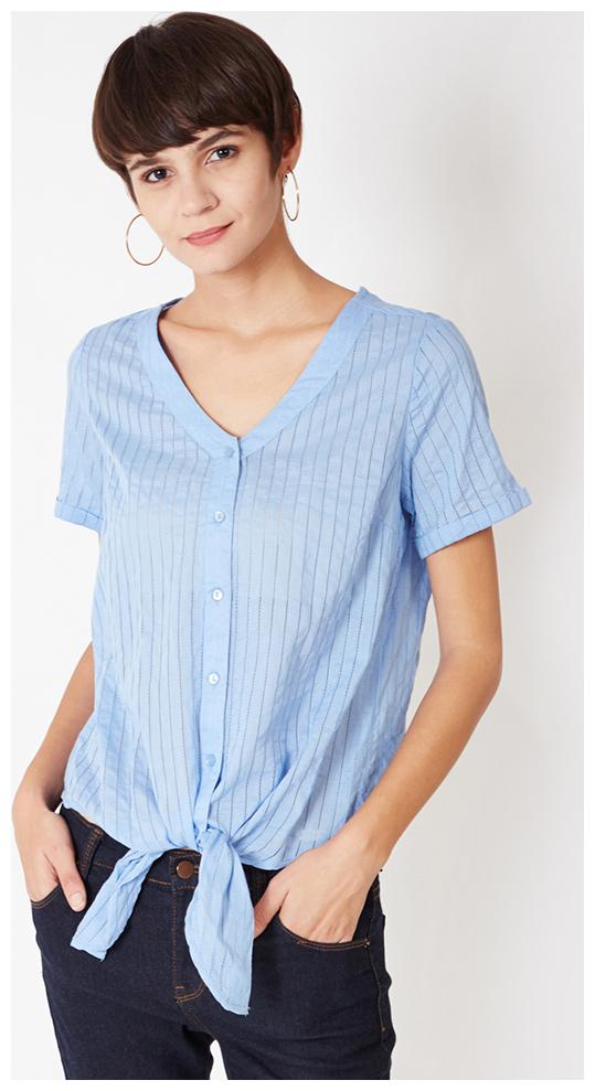 

OXOLLOXO Women Blue Solid Regular Fit Shirt