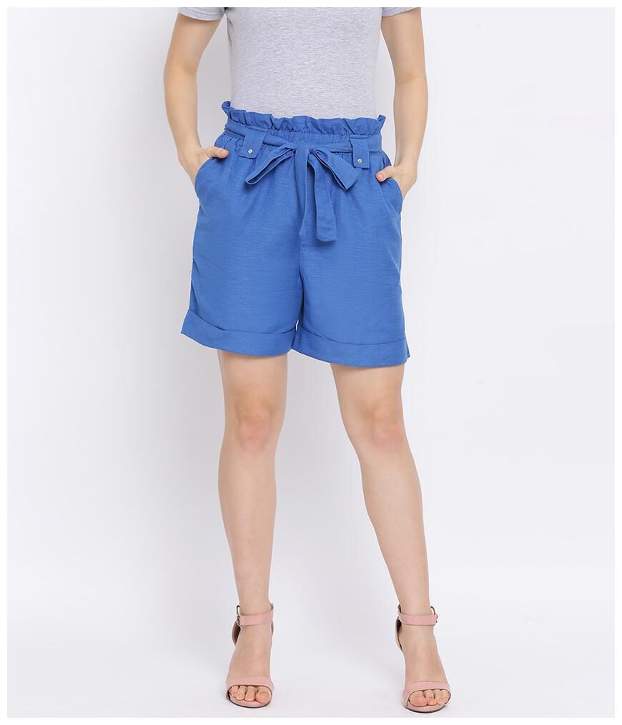

Oxolloxo Women Solid Regular shorts - Blue