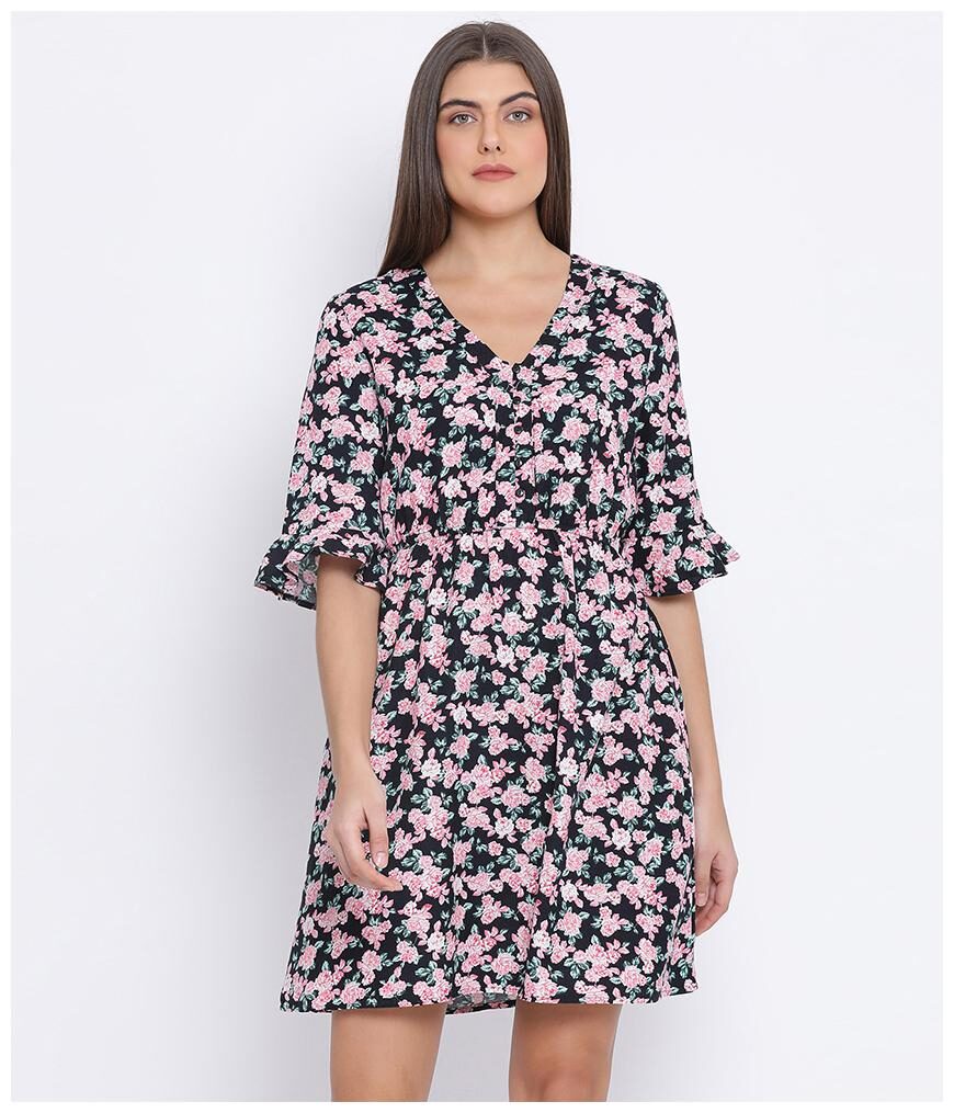 

Oxolloxo Cotton Multi Floral A Line Dress For Women