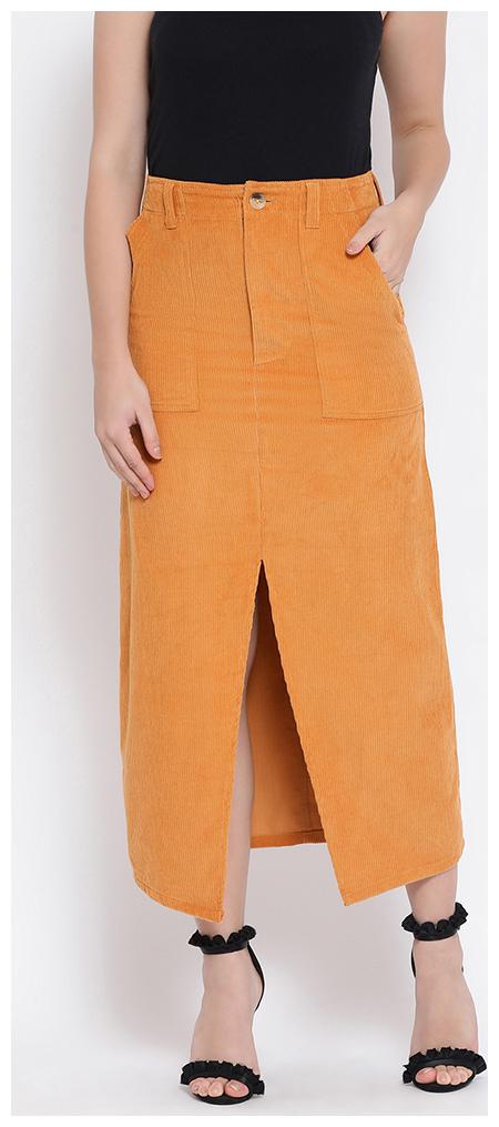 

OXOLLOXO Striped A-line skirt Maxi Skirt - Yellow