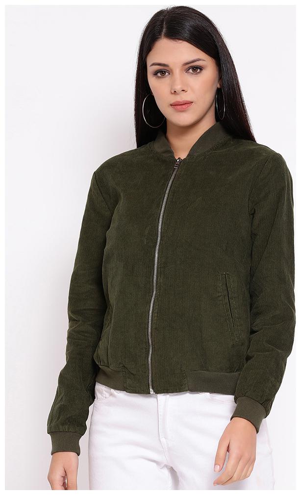

OXOLLOXO Women Striped Regular Jacket - Green